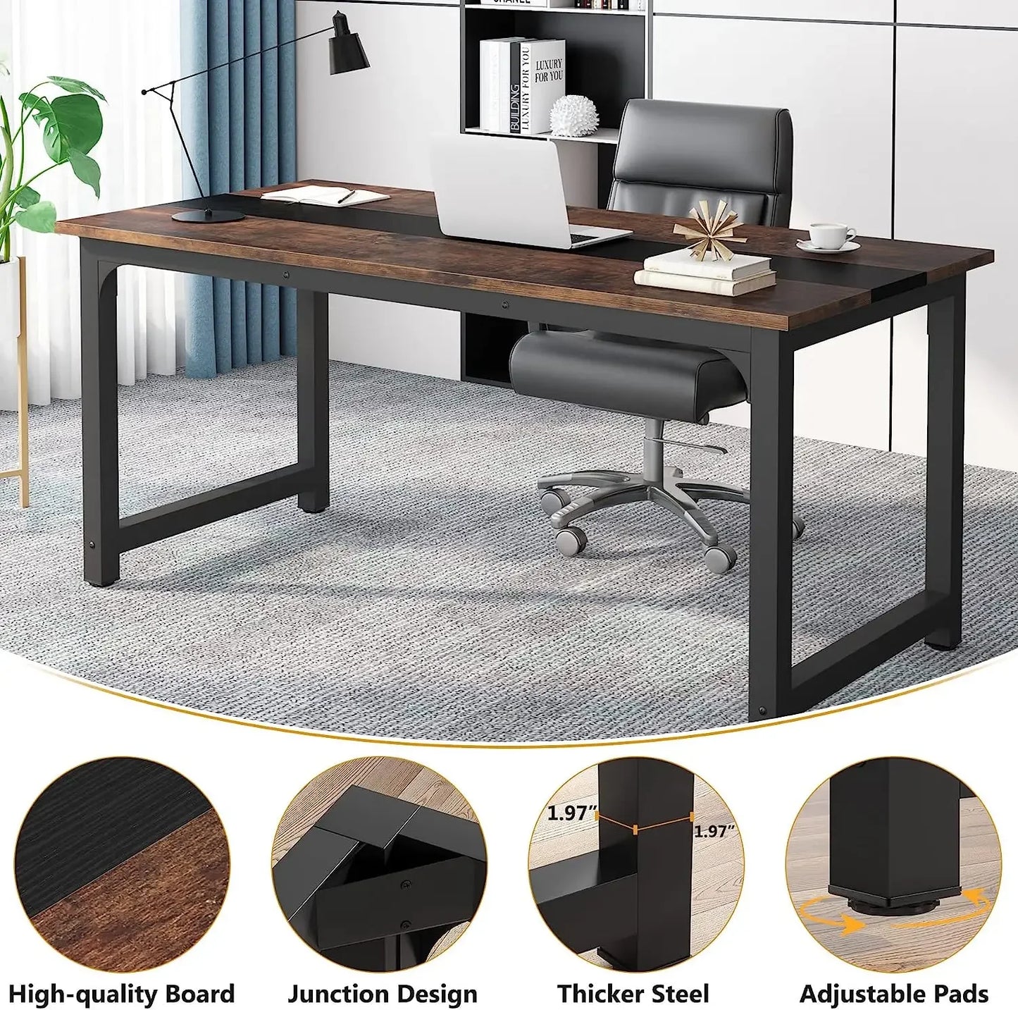 Tribesigns Modern Large Wood Computer Desk Office Workstation