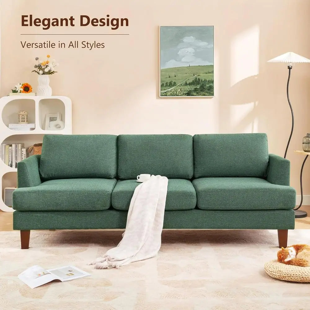 3 Seater Century Style Sofa, 89 Large Upholstered Couch with Deep Seating and Comfortable Armrests for Living Room