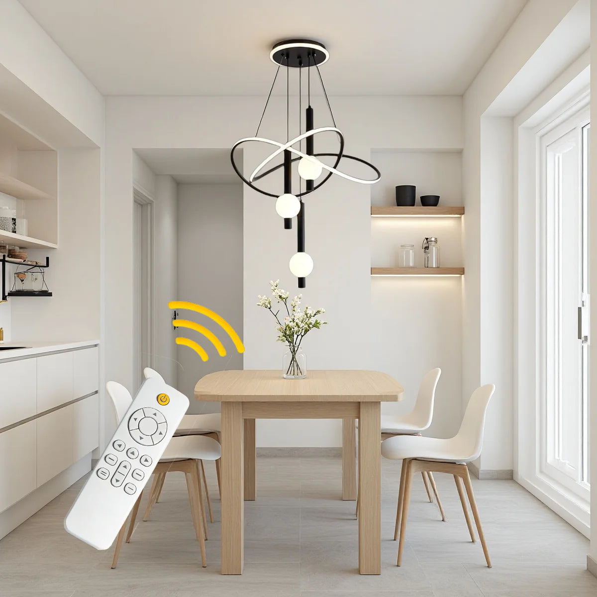 Lollipop LED Pendant Light With Remote Control Adjustable Height Dimmable