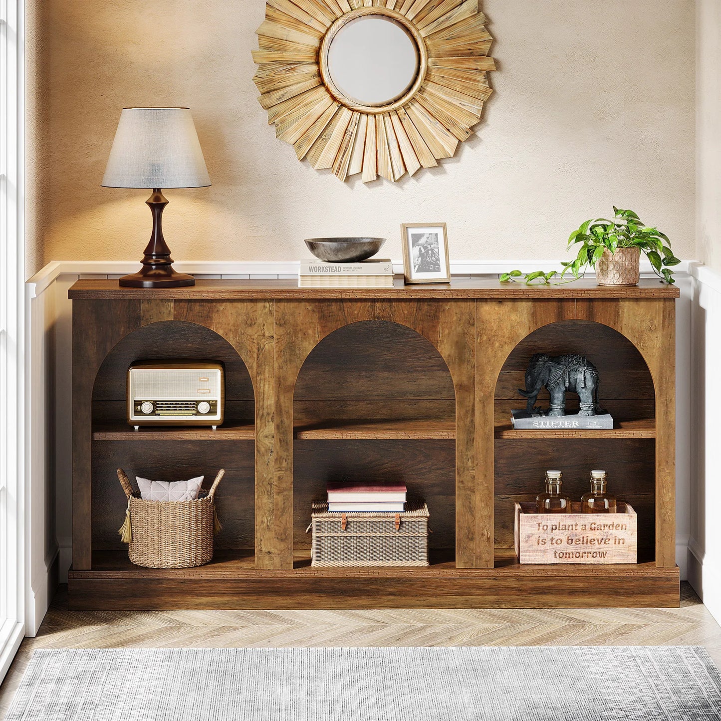 Tribesigns 63 Inch Farmhouse Console Table With Storage