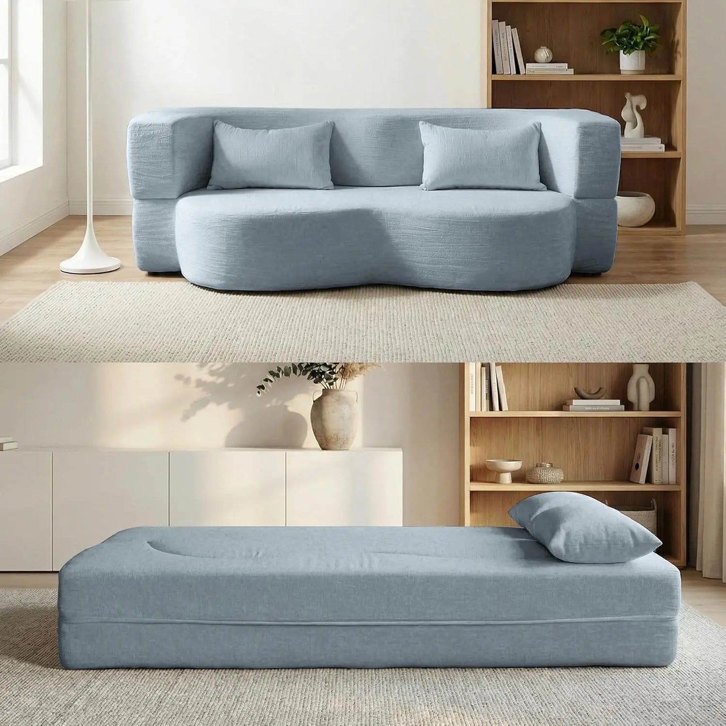 Convertible Sofa Bed 2 In 1 Fabric Folding Couch Mattress