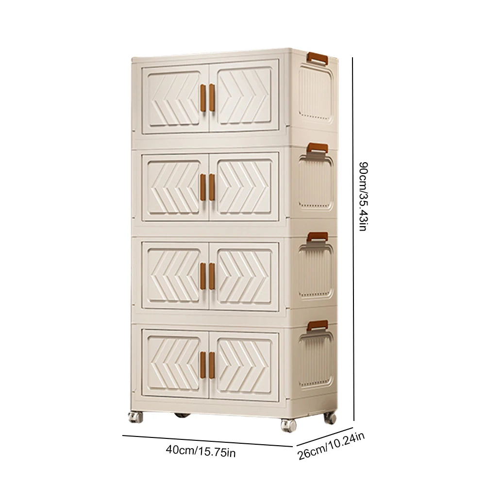 APWIKOGER 4 Tier Foldable Storage Bins With Doors And Wheels