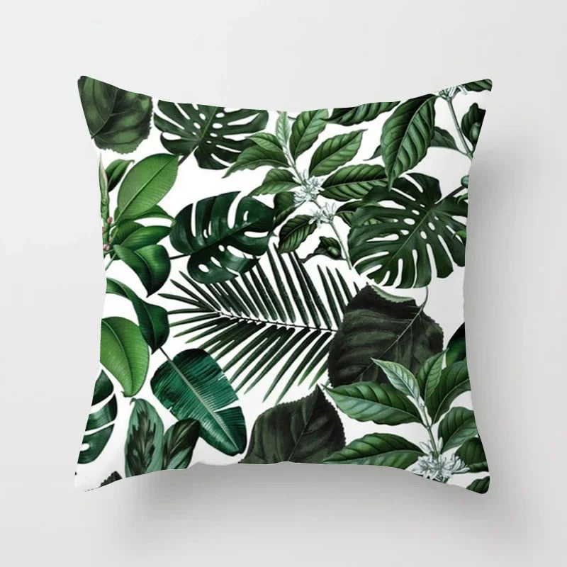 Tropical Leaf Cactus Double-sided Plush Throw Pillow