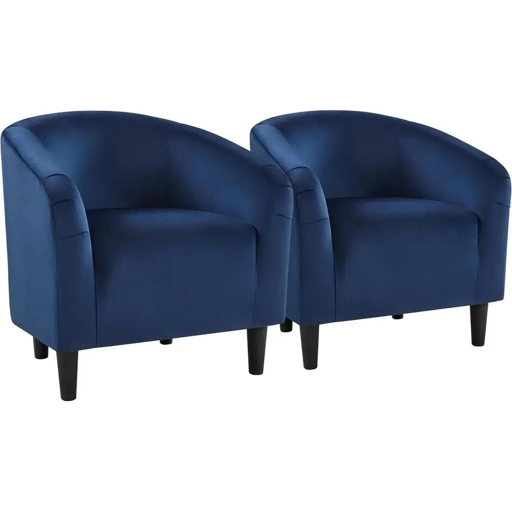 Velvet Accent Chair Set Of 2 Barrel Style Living Room Chairs