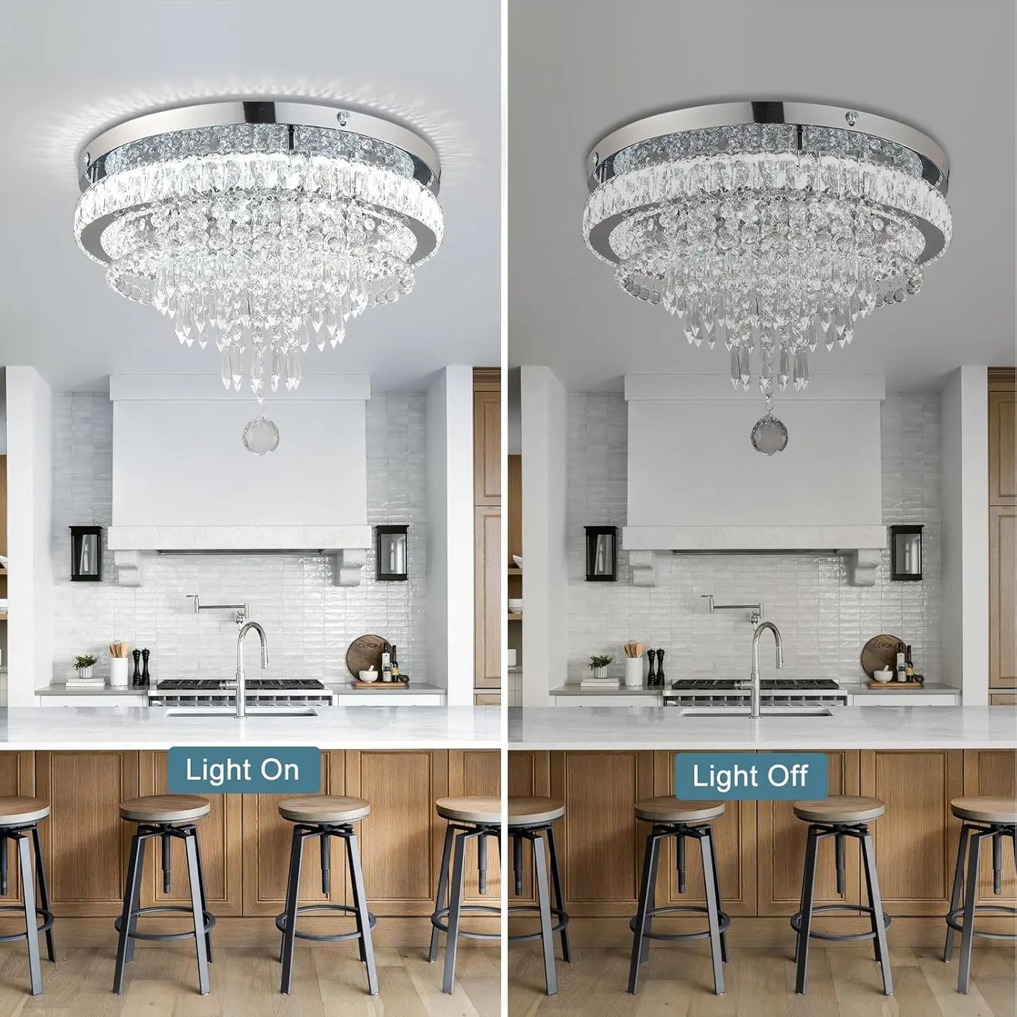 Frixchur Modern Crystal Flush Mount Chandelier Ceiling Light