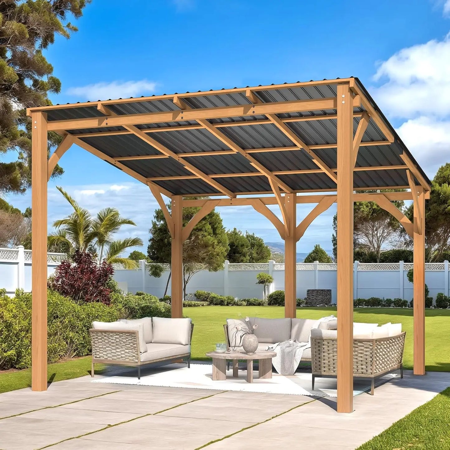 Wood Cedar Gazebo 10x10 Outdoor Patio Wall Mounted