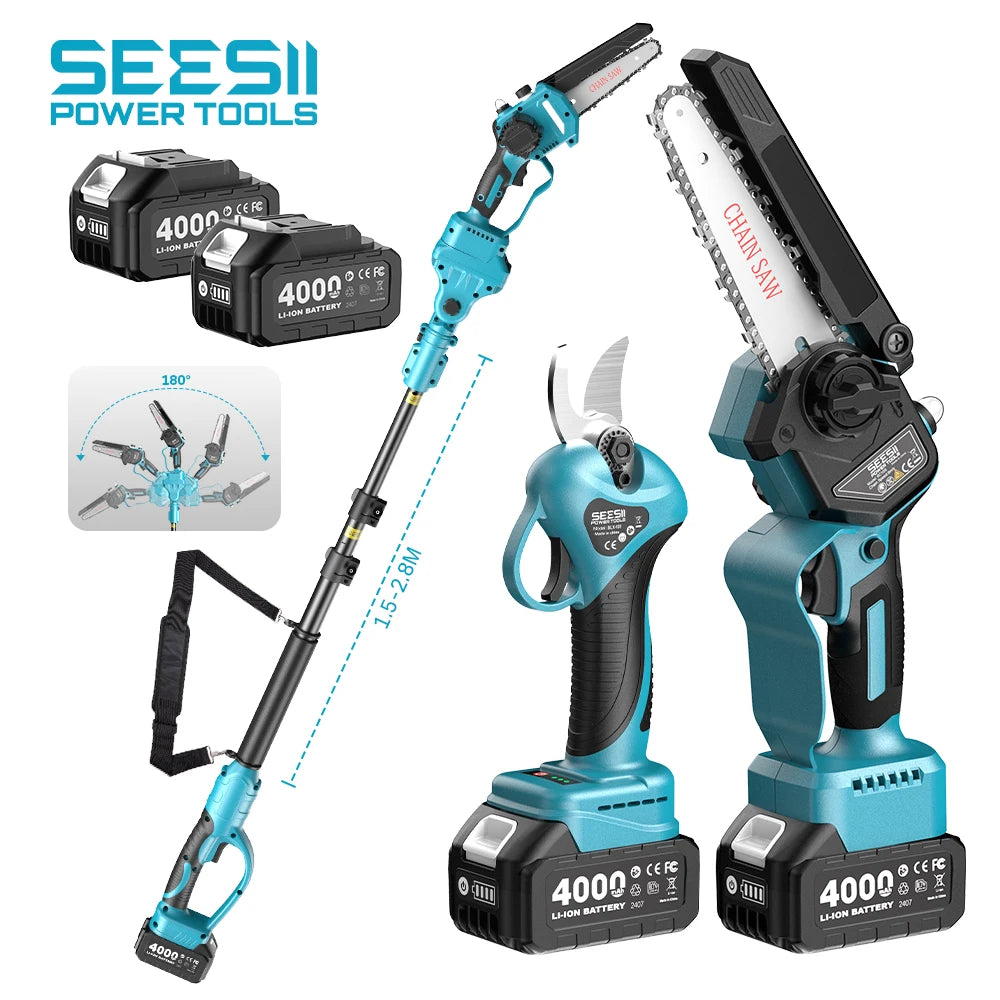 Seesii 3 In 1 Brushless Electric Chainsaw With Extension Rod