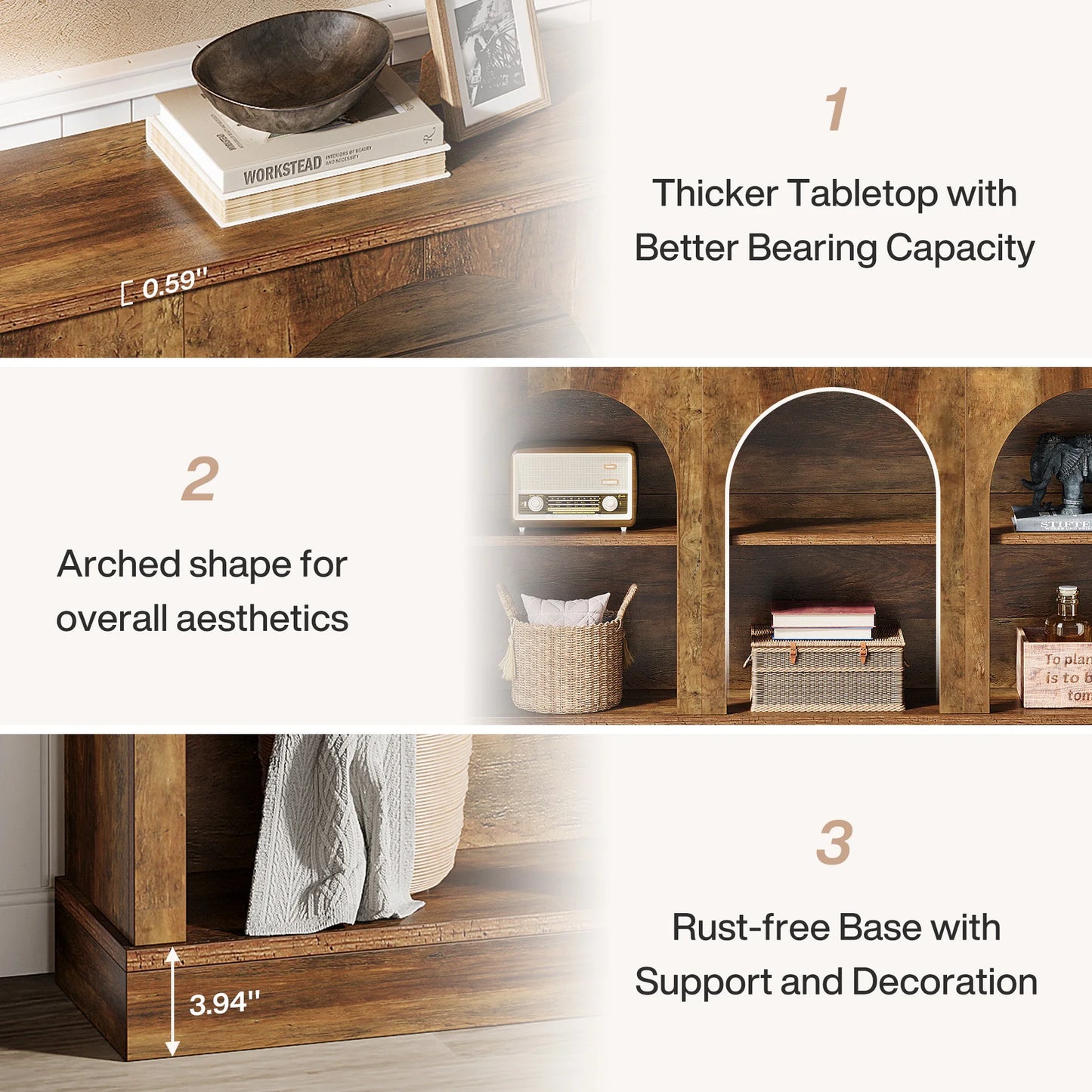 Tribesigns 63 Inch Farmhouse Console Table With Storage