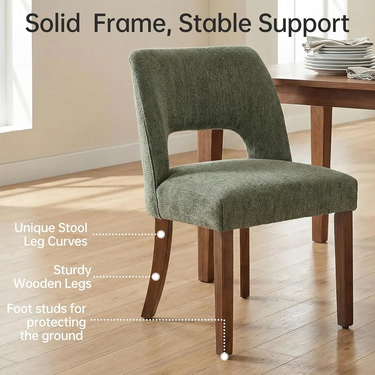 Frame Wooden Dining Chairs Set Of 4 Mid Century Modern Upholstered Rubberwood