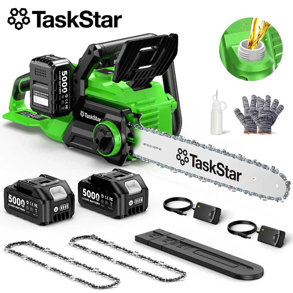 TaskStar 40V Brushless Cordless Chainsaw With 2 5.0Ah Batteries