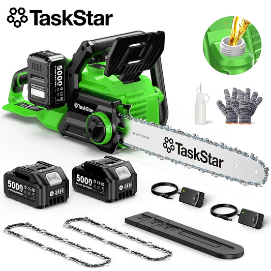 TaskStar 40V Brushless Cordless Chainsaw With 2 5.0Ah Batteries