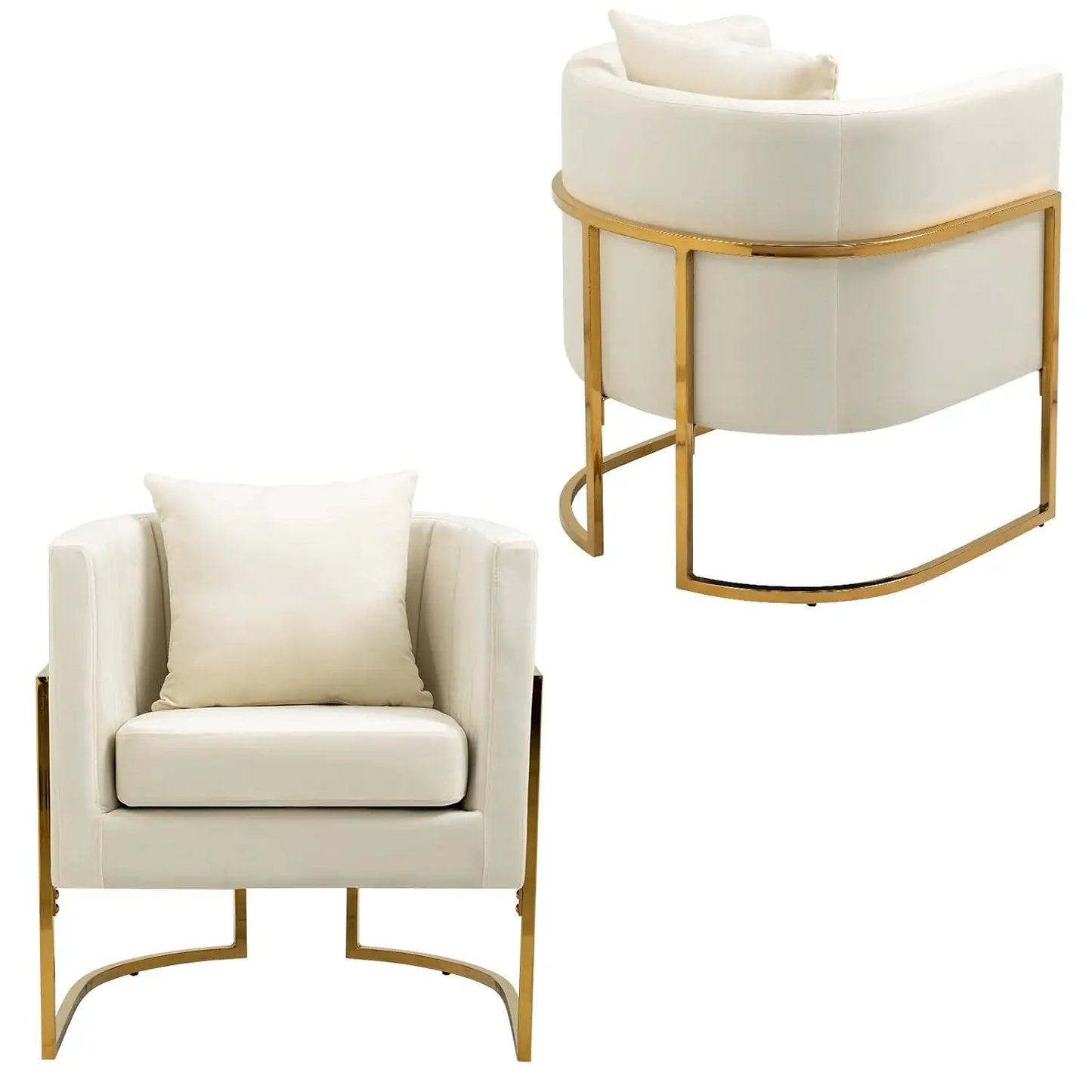 Velvet Accent Chair Set of 2 Mid Century Upholstered Barrel Armchairs