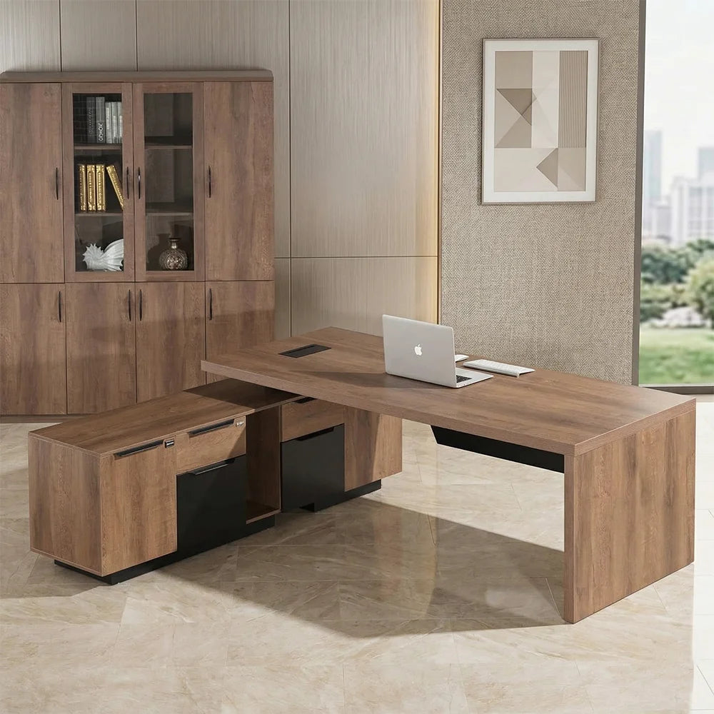 L Shaped Executive Desk With Reversible Storage And Power Hub