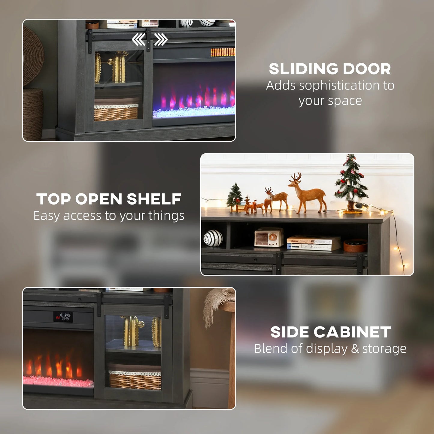 HOMCOM Fireplace TV Stand With Electric Fireplace And LED Lighting