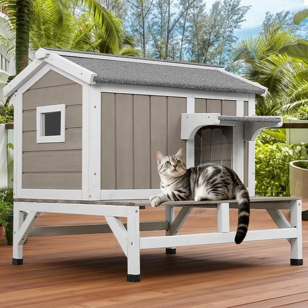 Outdoor Cat House Feral Shelter Wooden Pet House