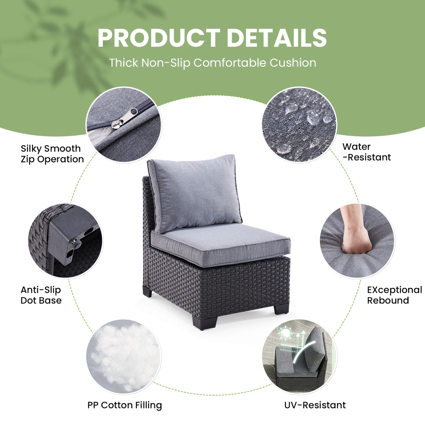 Soohow Outdoor Patio Sectional Sofa With Ottoman
