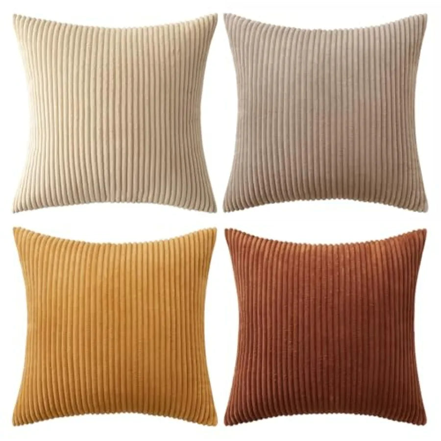 Boho Farmhouse Throw Pillow Covers 4 Pack Corduroy Cushion Covers For Couch