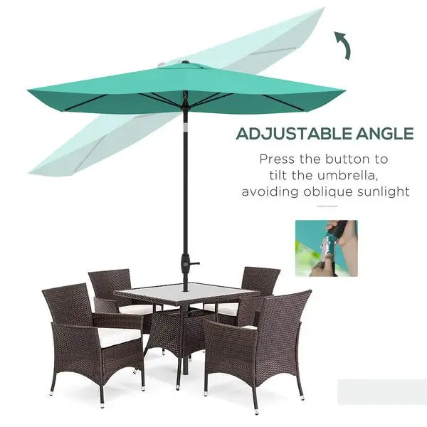 Rectangular Patio Market Umbrella With Crank Push Button Tilt