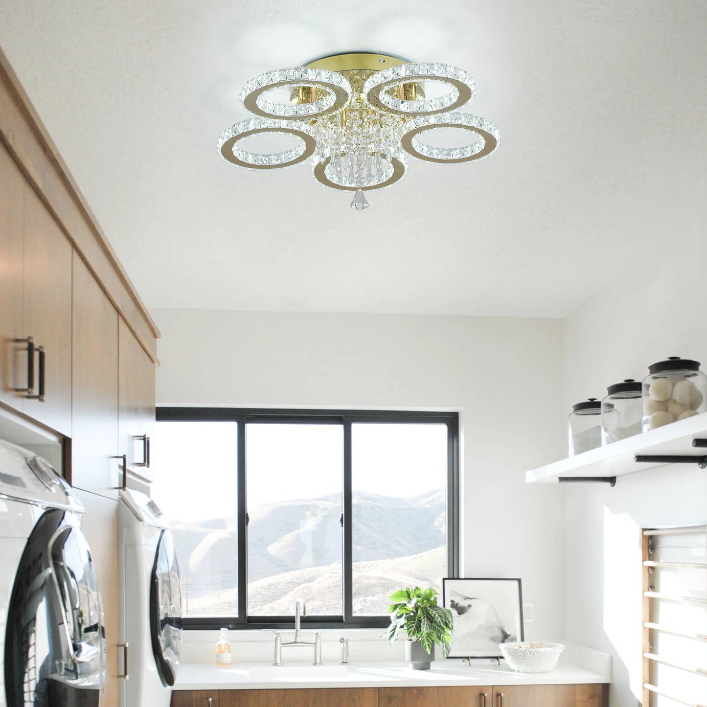 VETRULUS Modern LED Crystal Ceiling Chandelier for Living Room