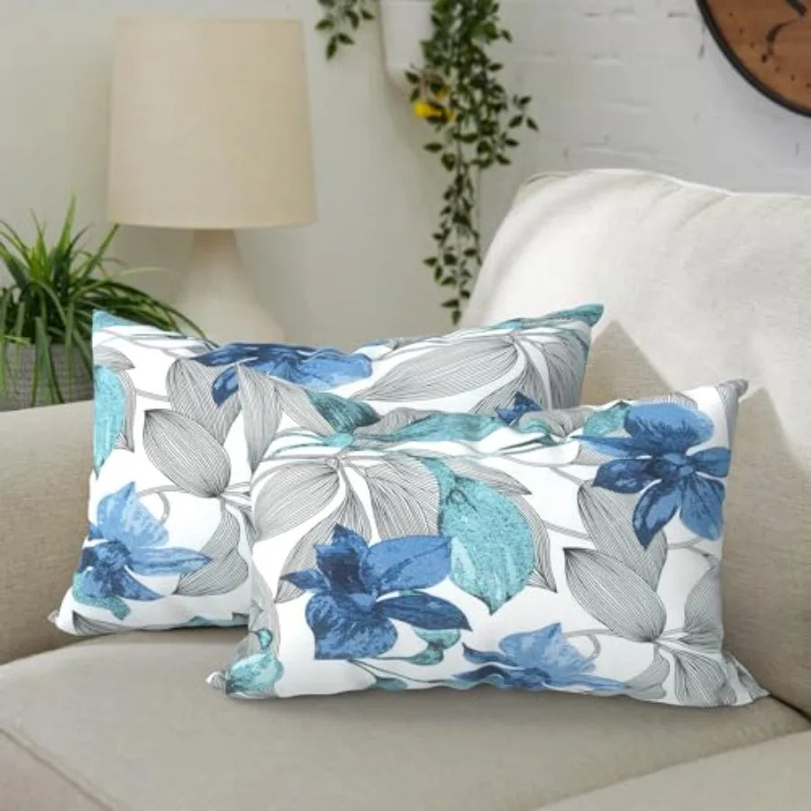 Waterproof Outdoor Lumbar Pillows Pack Of 2 For Patio Sofa