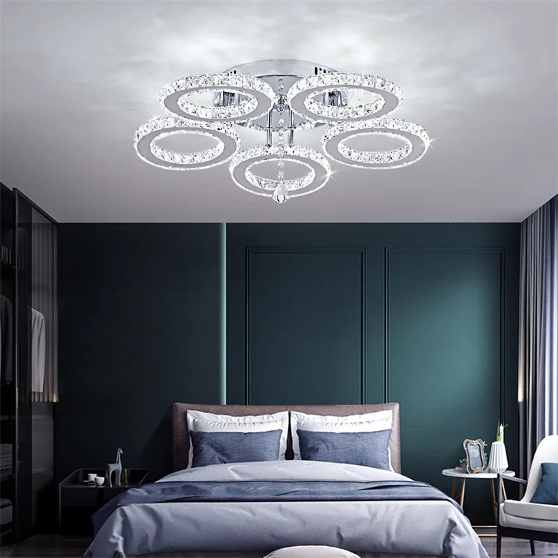 GreeLustr Crystal Pendant Light Ring Chandelier Living Room