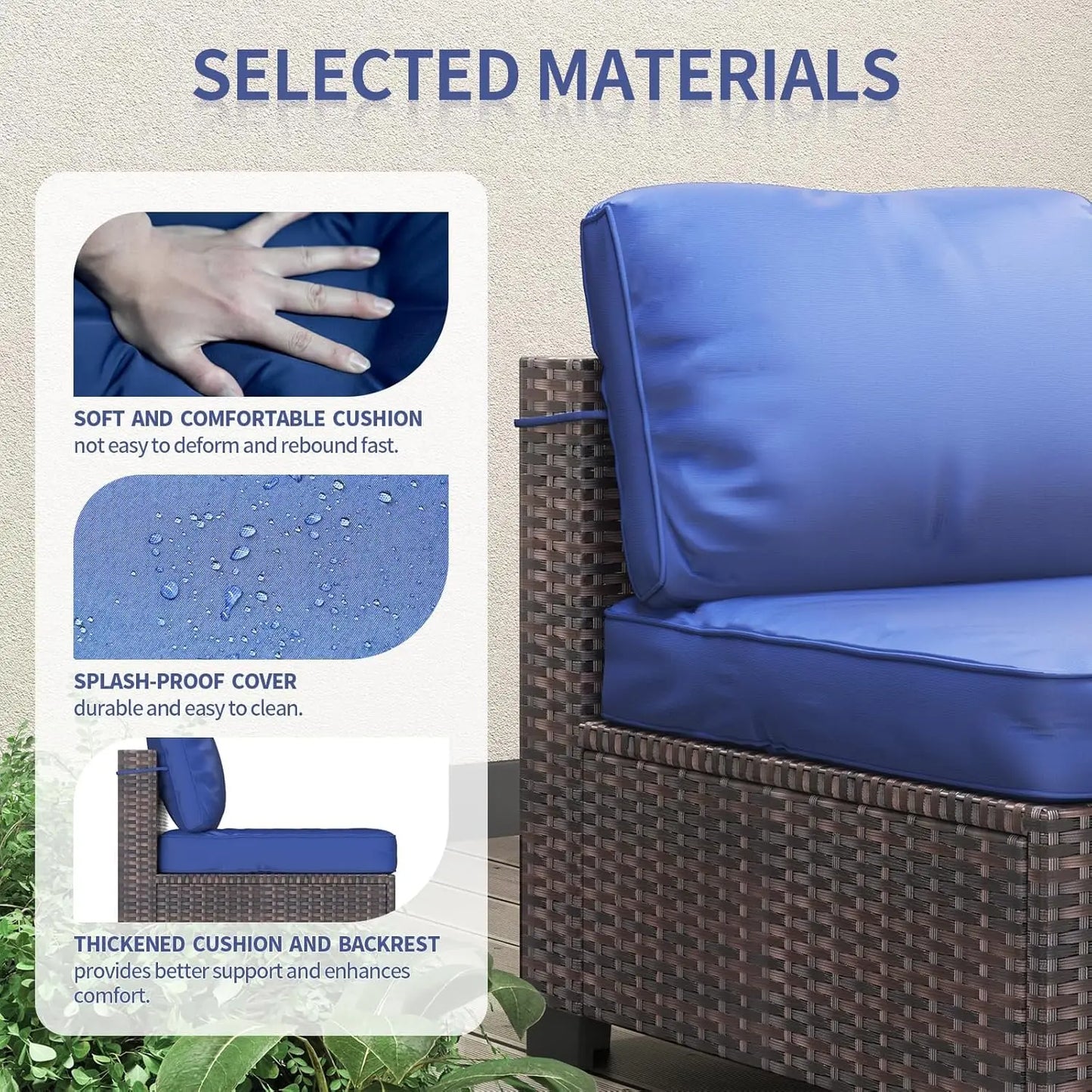 HobbyLane 7 Piece Modular Outdoor Rattan Wicker Sofa Set