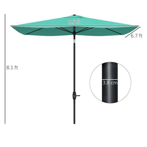 Rectangular Patio Market Umbrella With Crank Push Button Tilt