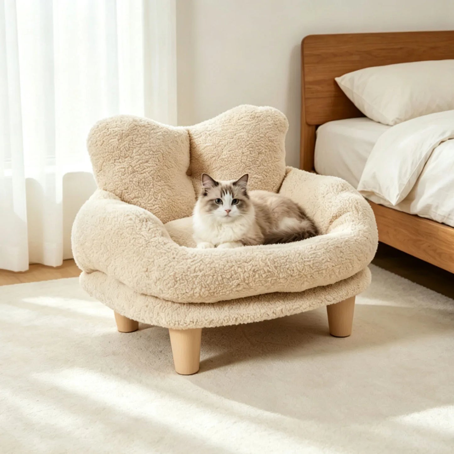 Luxury Detachable Washable Teddy Fleece Pet Bed for Dogs and Cats