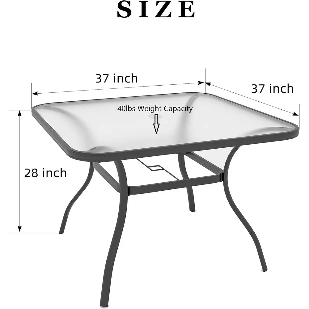 Outdoor Patio Dining Set Glass Table With Stackable Chairs AllWeather