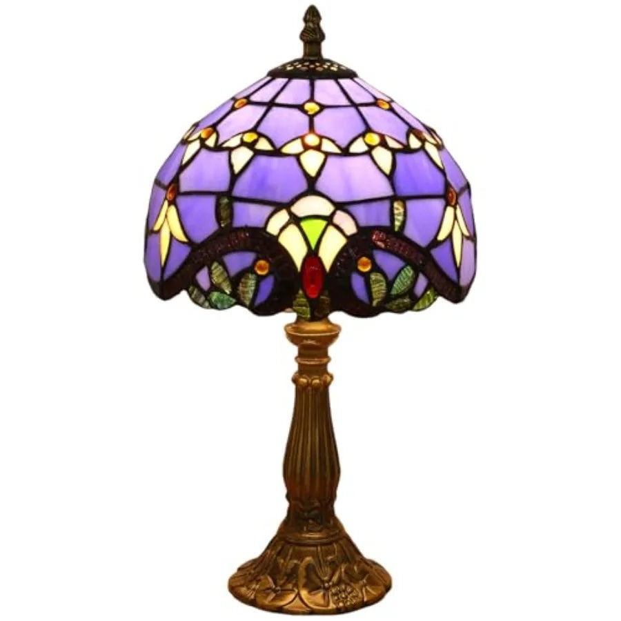 Tiffany Style Table Lamp Baroque Stained Glass Bedside Nightstand