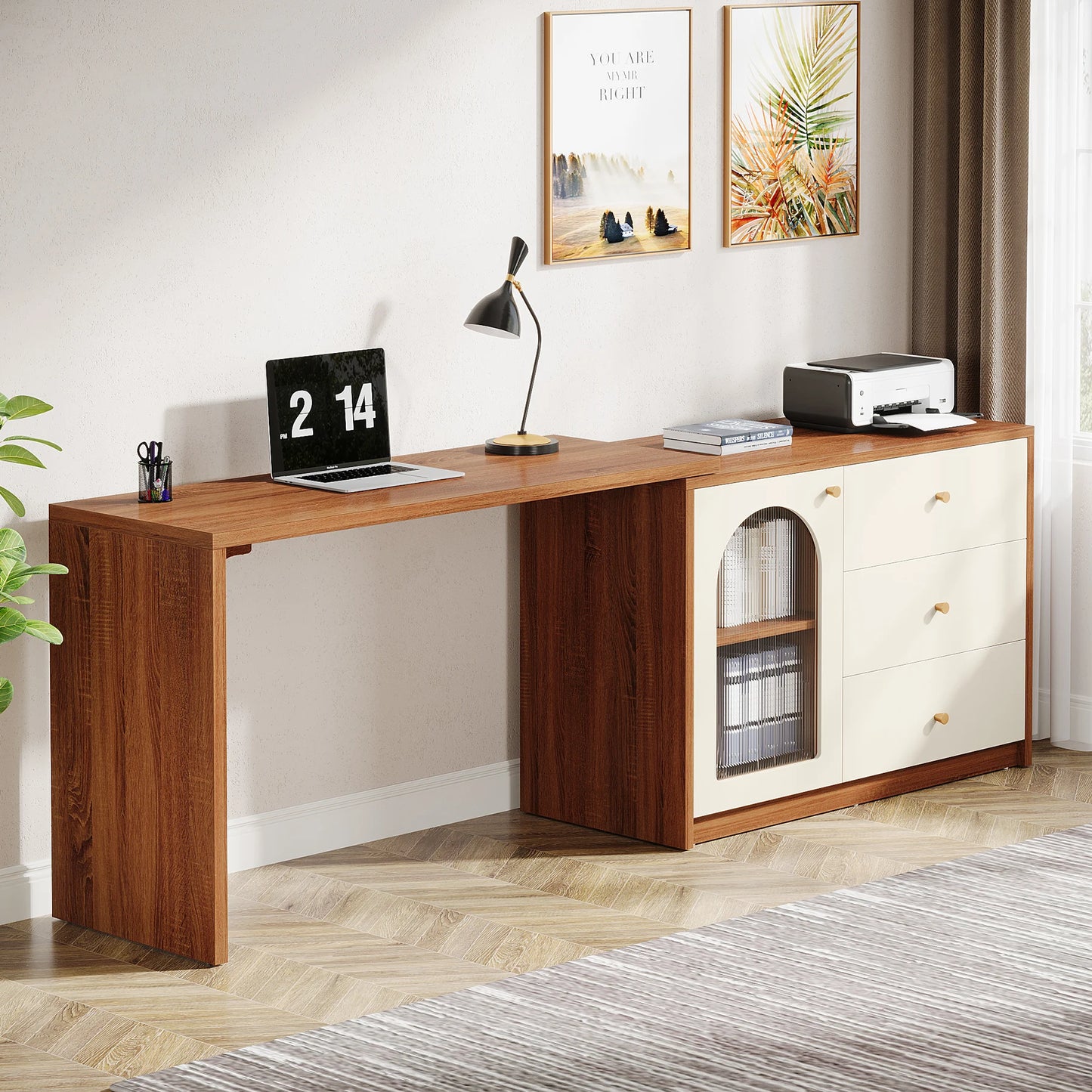 Tribesigns L Shaped Computer Desk With Drawers And Reversible Storage