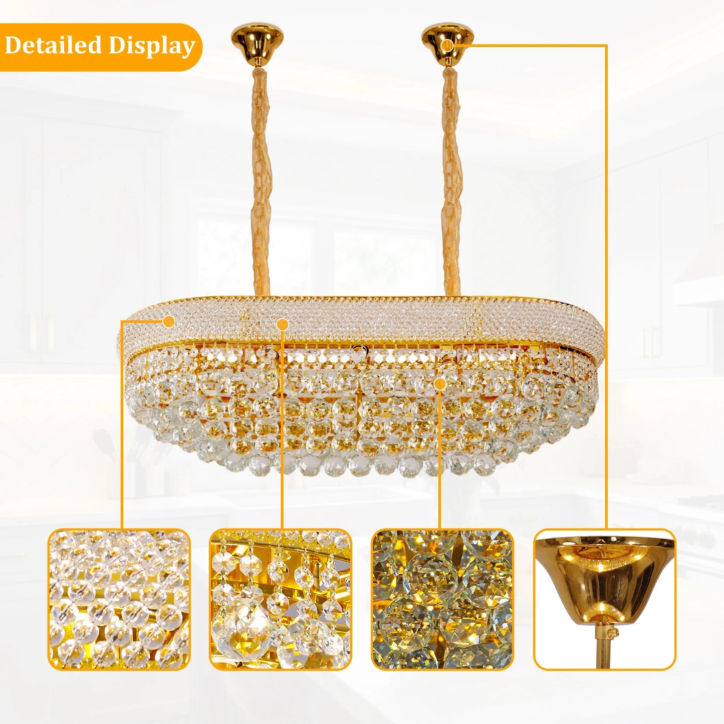 Vrygle Crystal Empire Ceiling Chandelier Ten Lights Rectangular Crystals