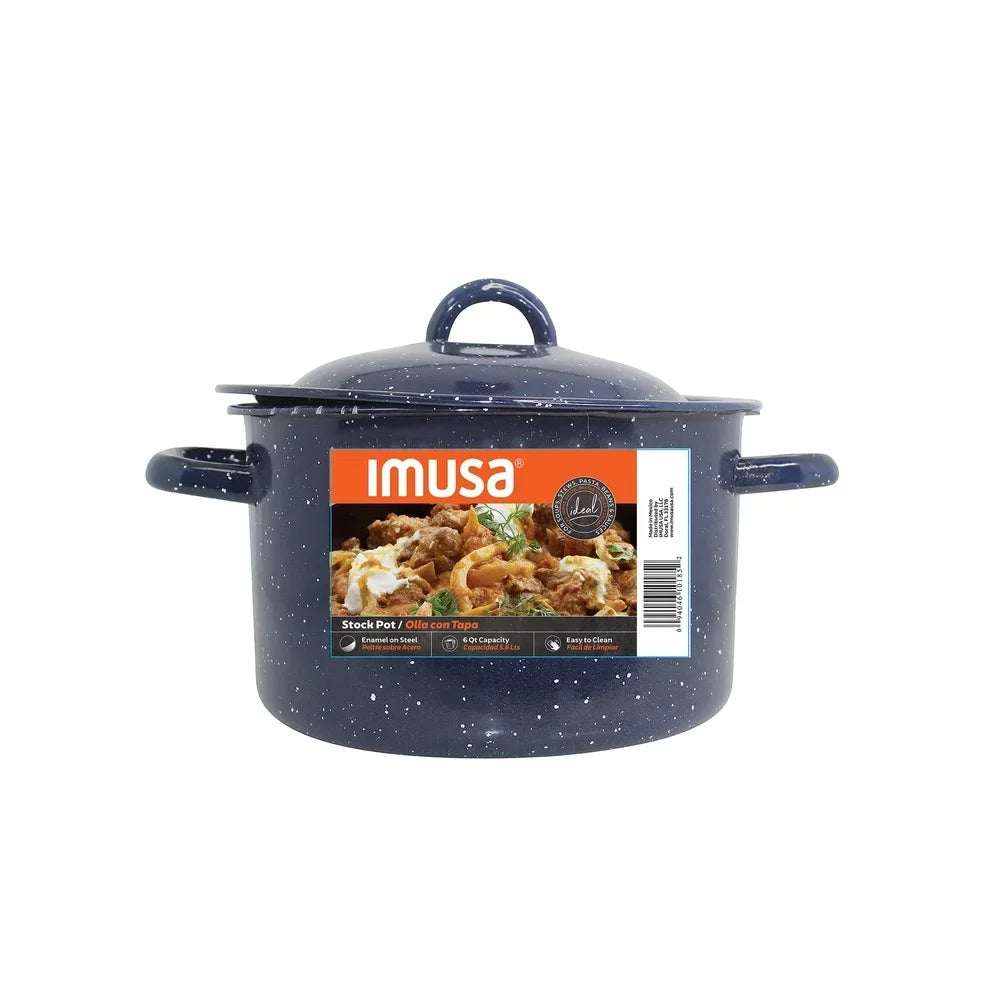 Enamel Stock Pot Durable Metal Oven Safe With Double Handles