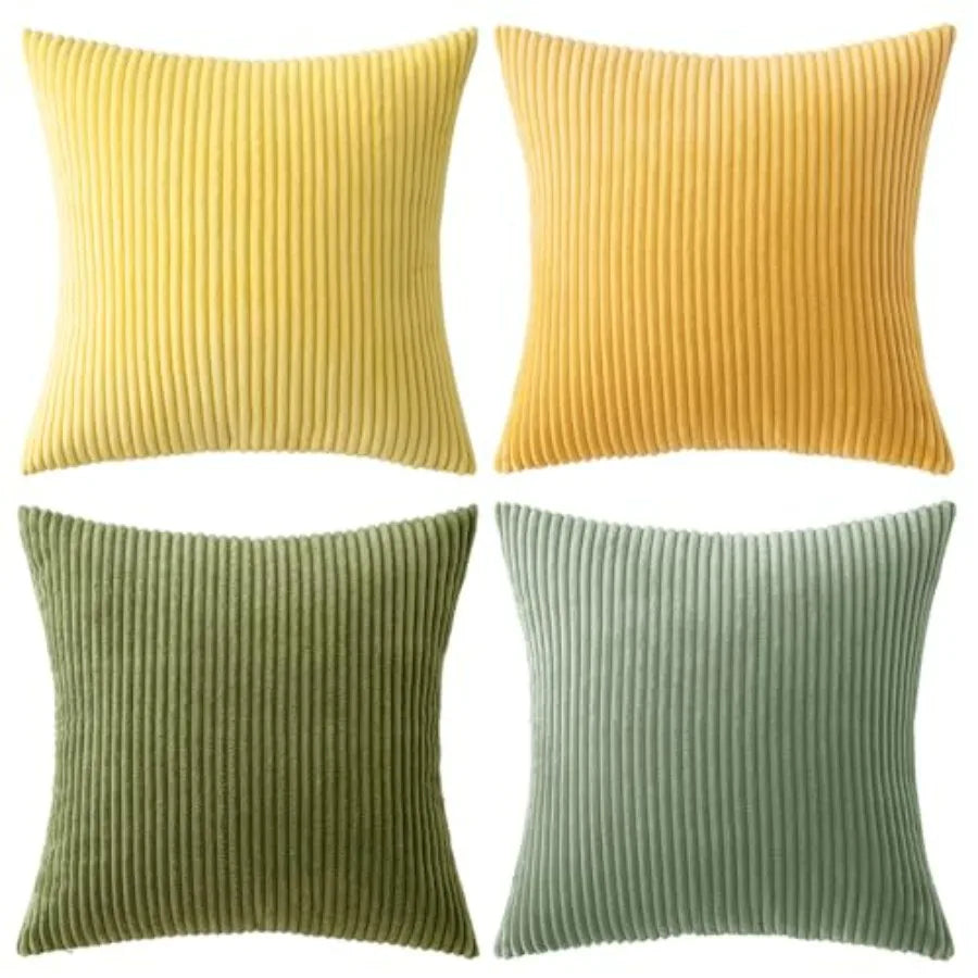 Boho Farmhouse Throw Pillow Covers 4 Pack Corduroy Cushion Covers For Couch