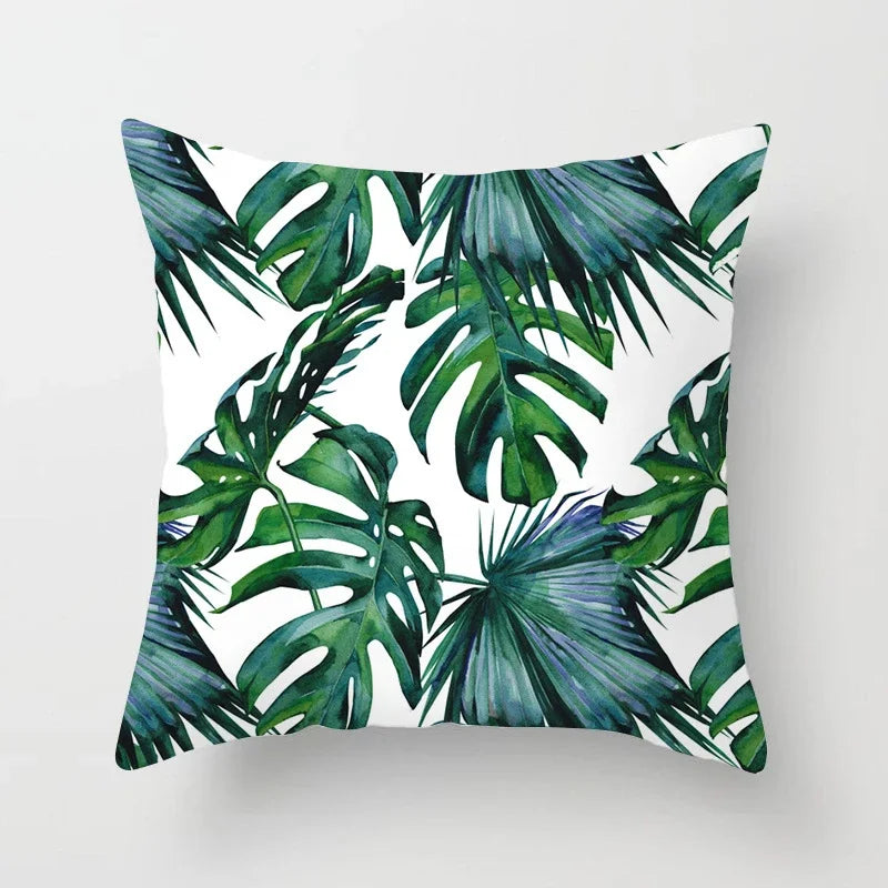 Tropical Leaf Cactus Double-sided Plush Throw Pillow