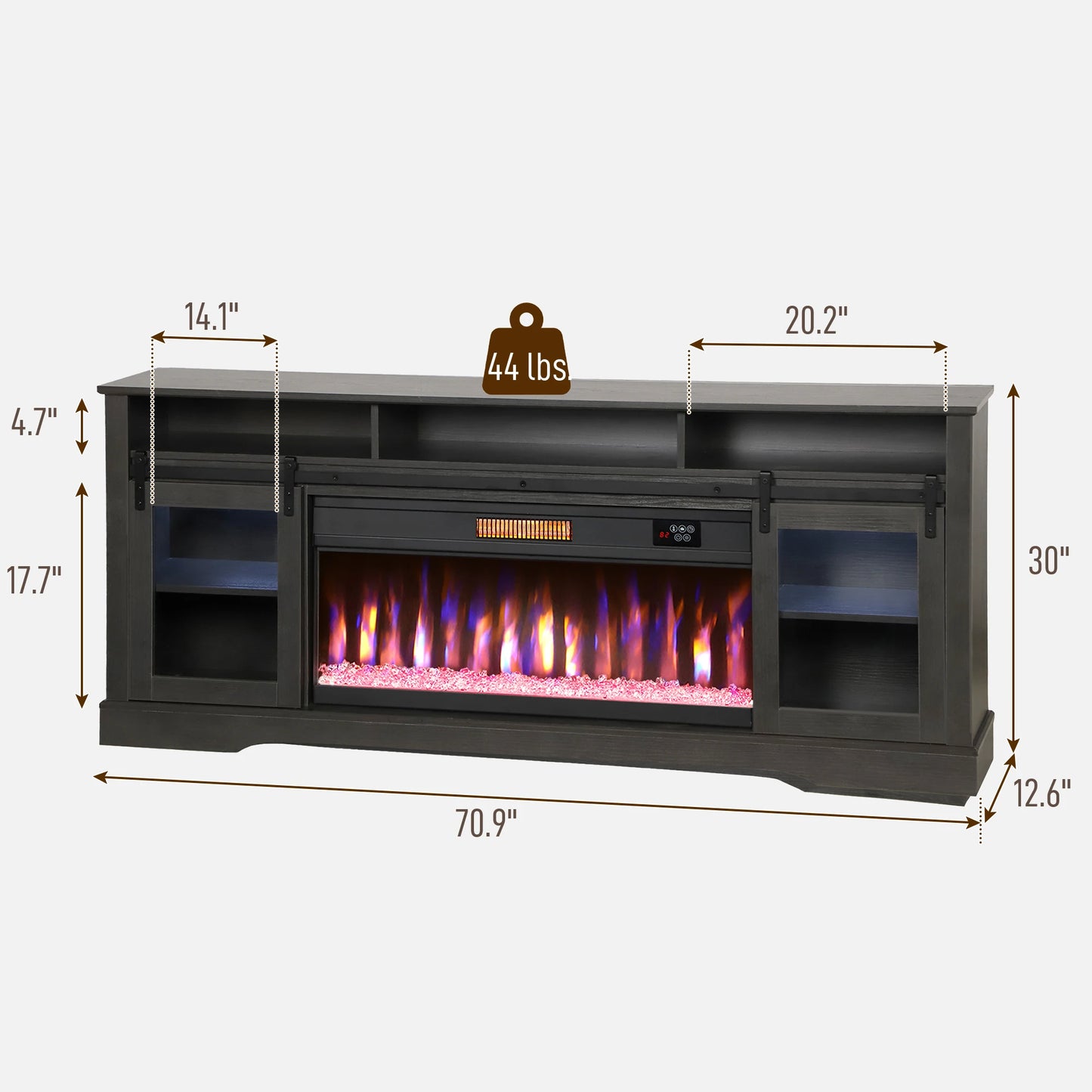 HOMCOM Fireplace TV Stand With Electric Fireplace And LED Lighting