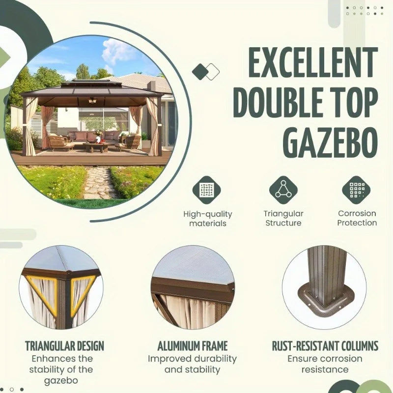 Hardtop Carport Gazebo With Durable Aluminum Frame For Backyard Patio