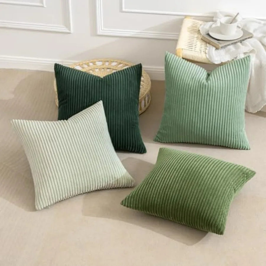 Boho Farmhouse Throw Pillow Covers 4 Pack Corduroy Cushion Covers For Couch