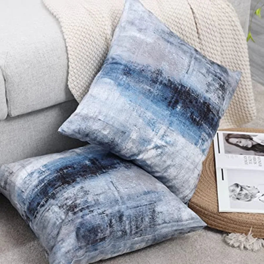Abstract Art Pillow Cover Knit Faux Fur Cushion Modern Decor