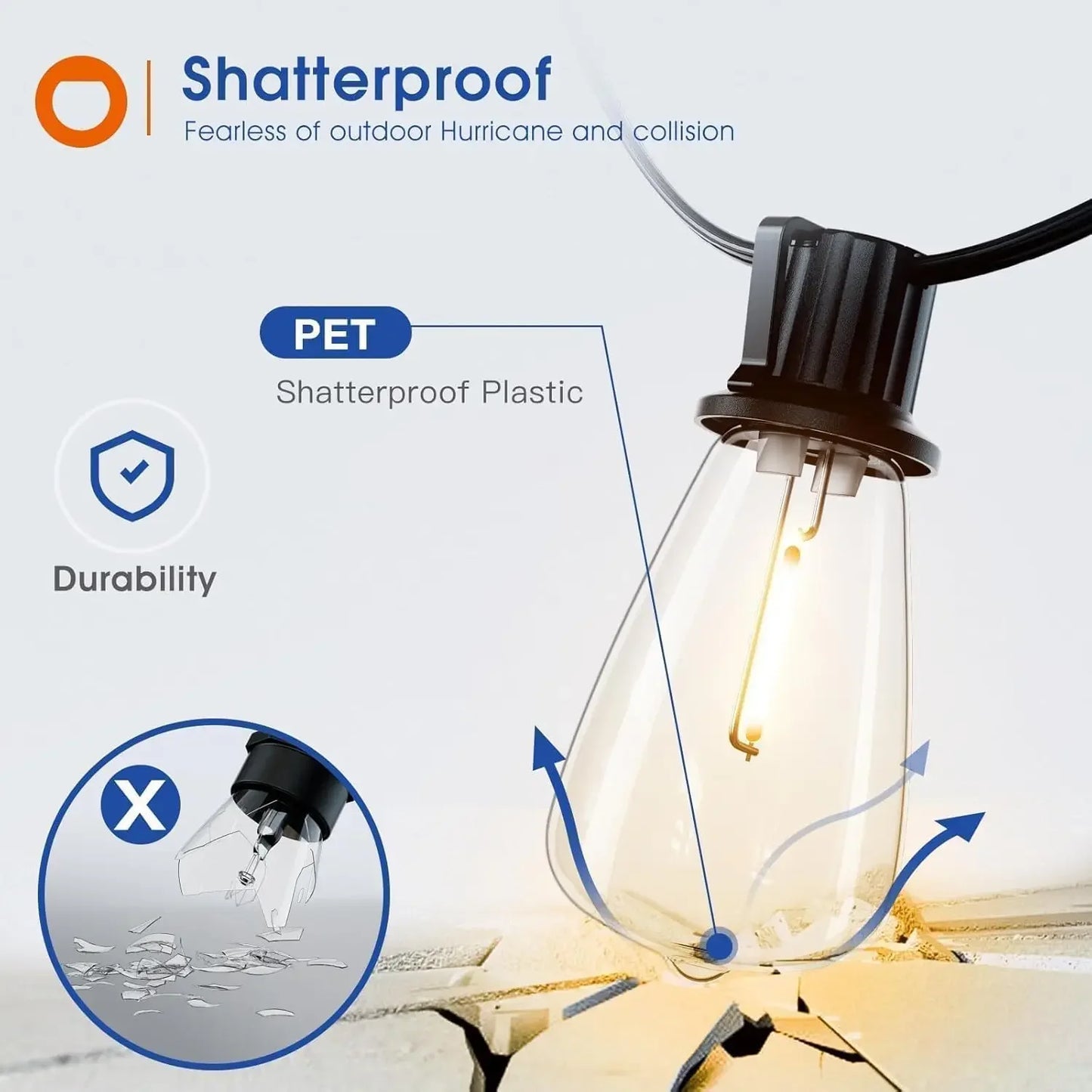 MIMIRGB Led Outdoor String Lights Waterproof Patio Dimmable