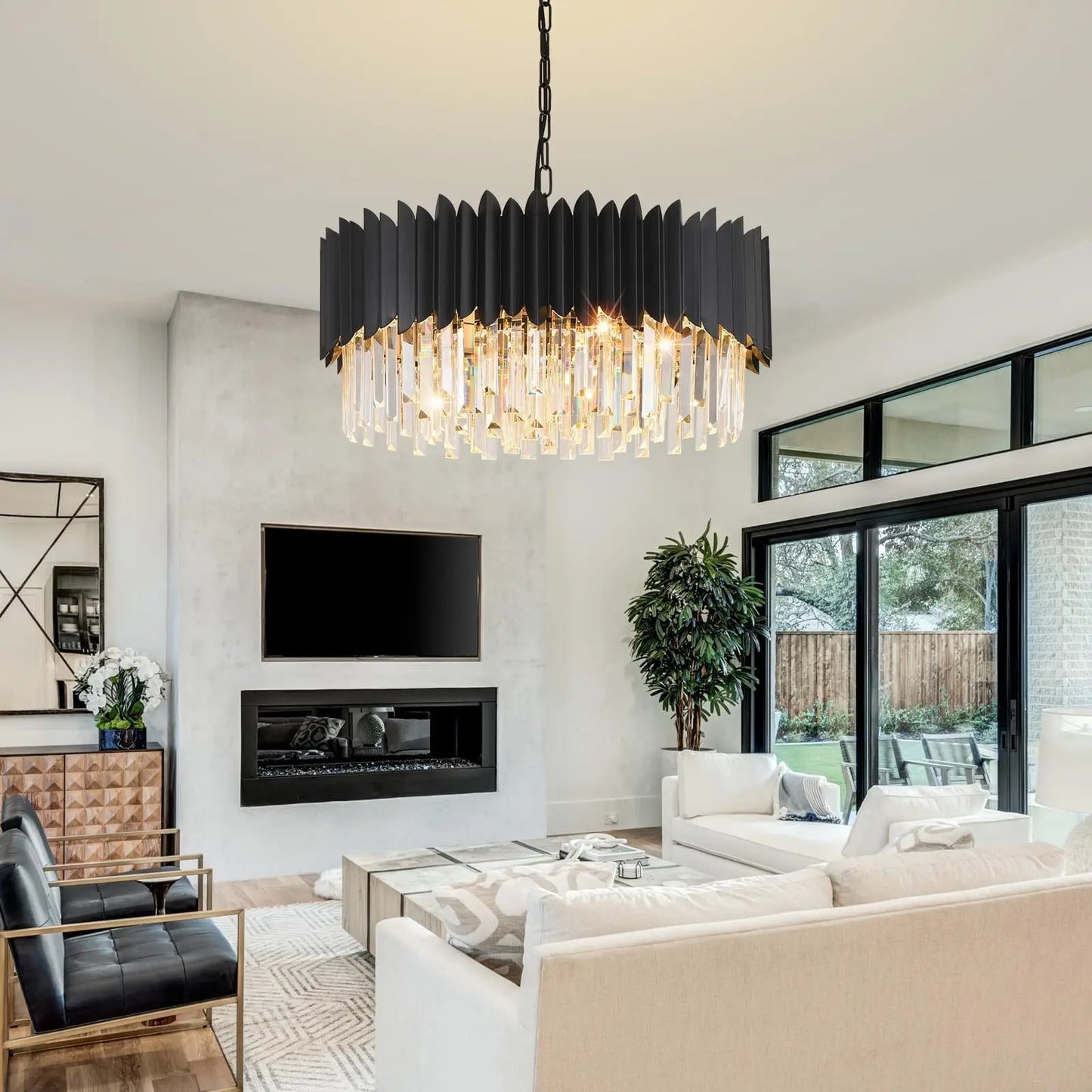 Height Adjustable Crystal Chandelier Semi Flush Mount Light
