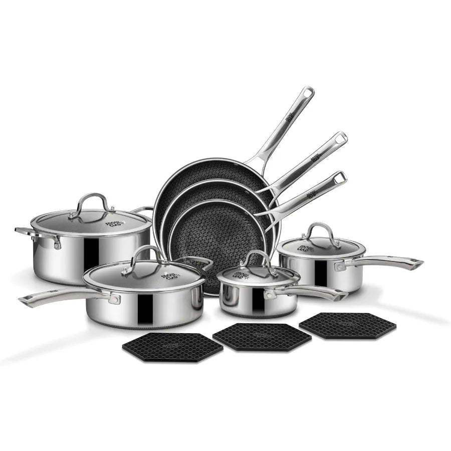 Snowclad Nonstick Hybrid Stainless Steel Cookware Sets