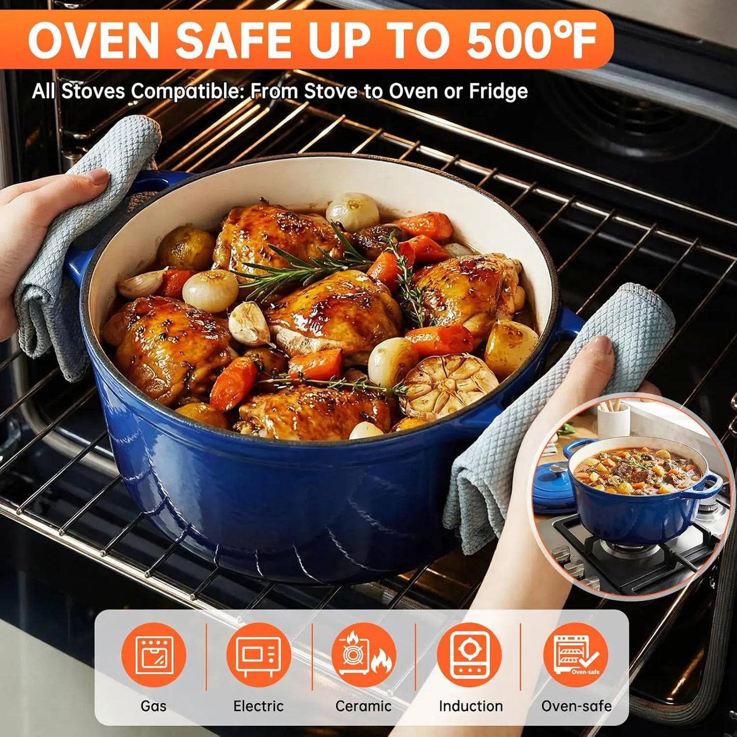 Nonstick Enameled Cast Iron Cookware Set With Dutch Oven