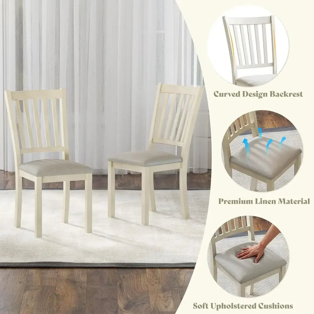 Armhouse Solid Wood Dining Table Set With Upholstered Chairs
