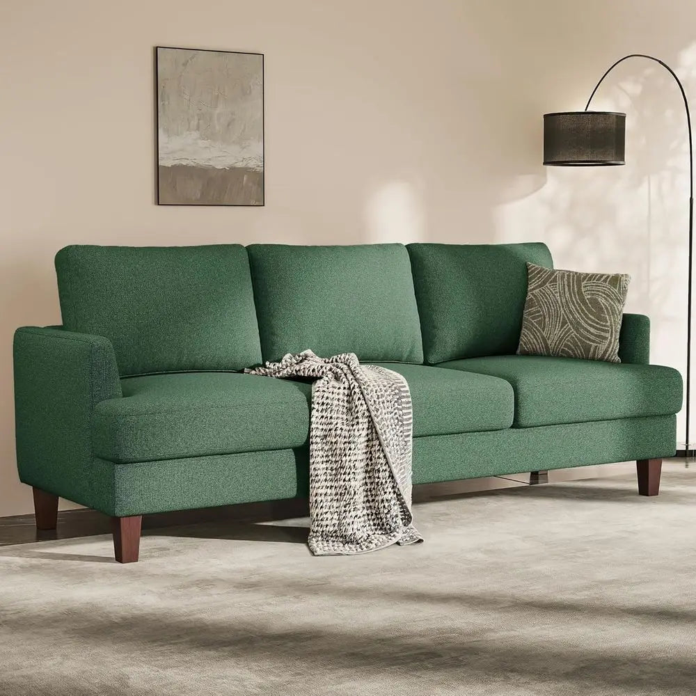 3 Seater Century Style Sofa, 89 Large Upholstered Couch with Deep Seating and Comfortable Armrests for Living Room