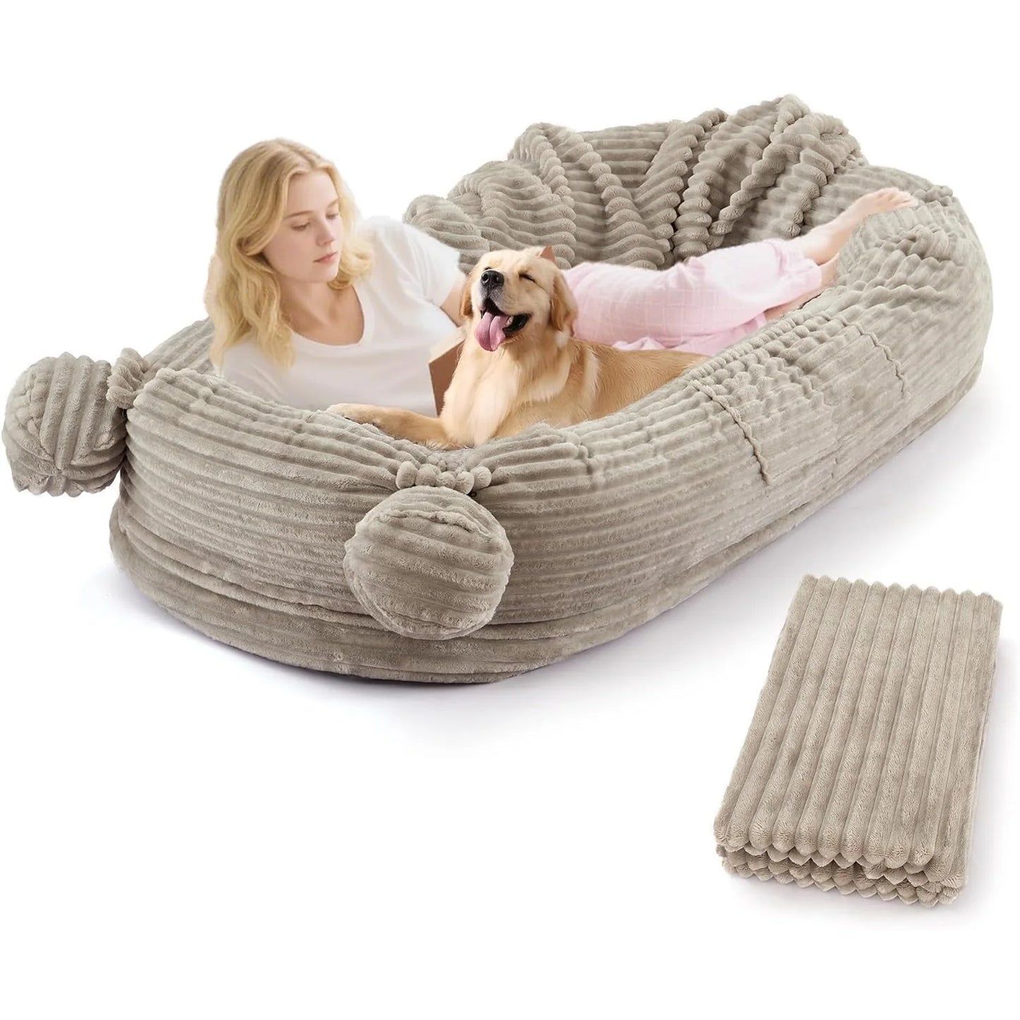 HiMISS Adult Dog Bed With Removable Cover And Blanket