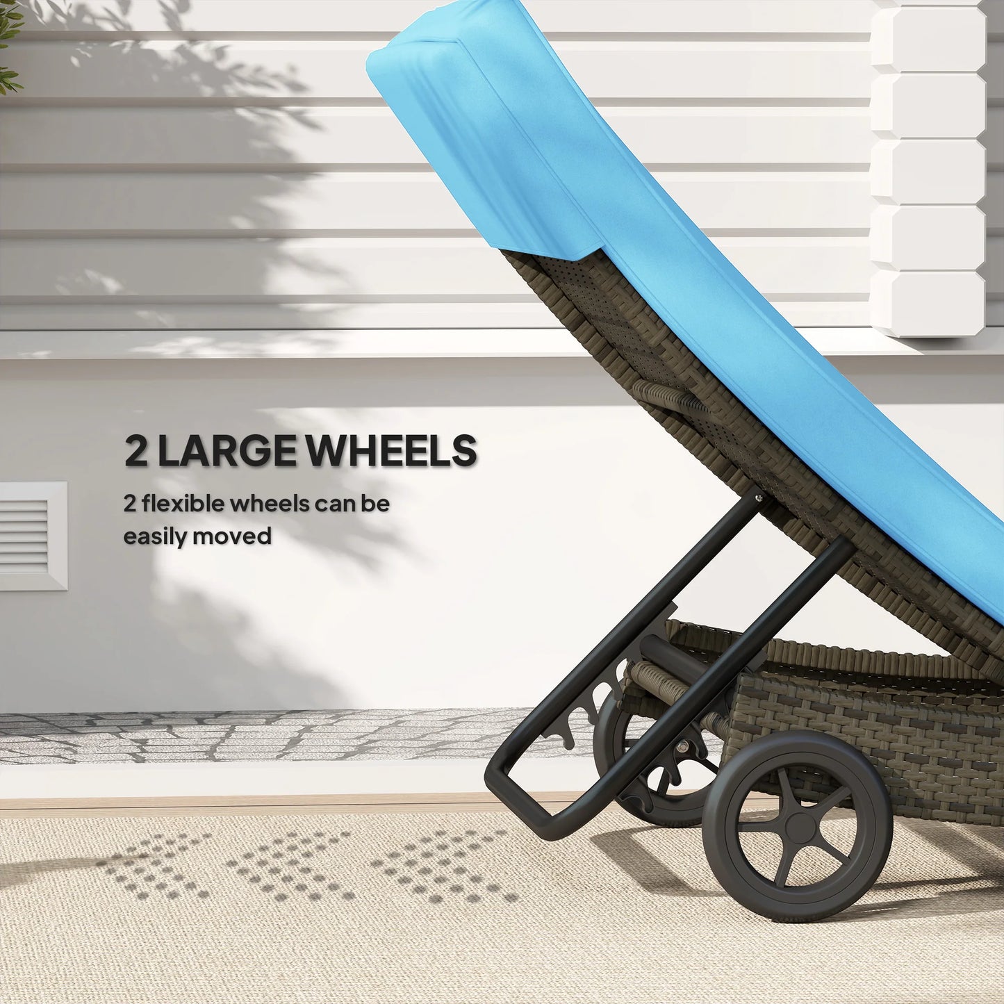 Outsunny Outdoor Reclining Lounge Chair With Wheels