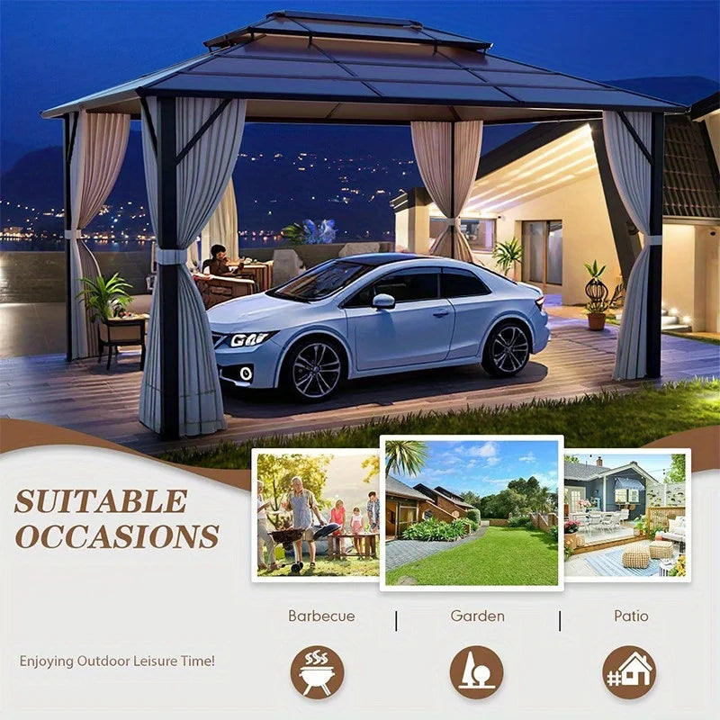Hardtop Carport Gazebo With Durable Aluminum Frame For Backyard Patio