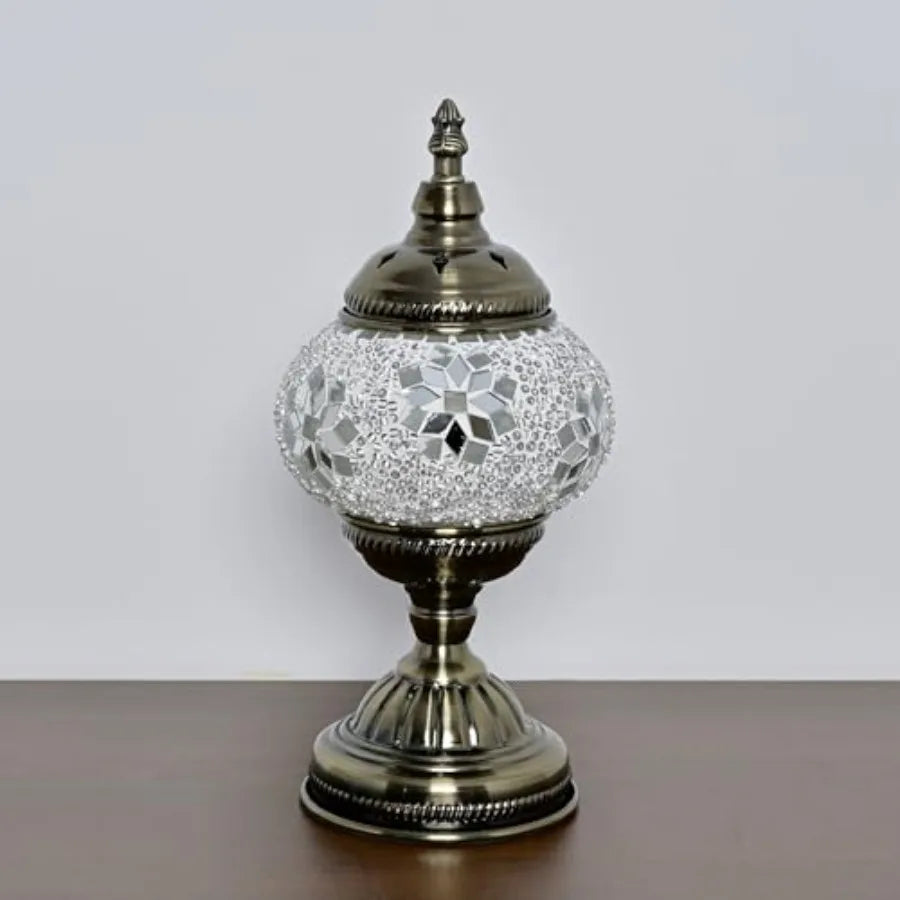 Turkish Moroccan Solar Table Lamp Handmade Mosaic Glass Lantern