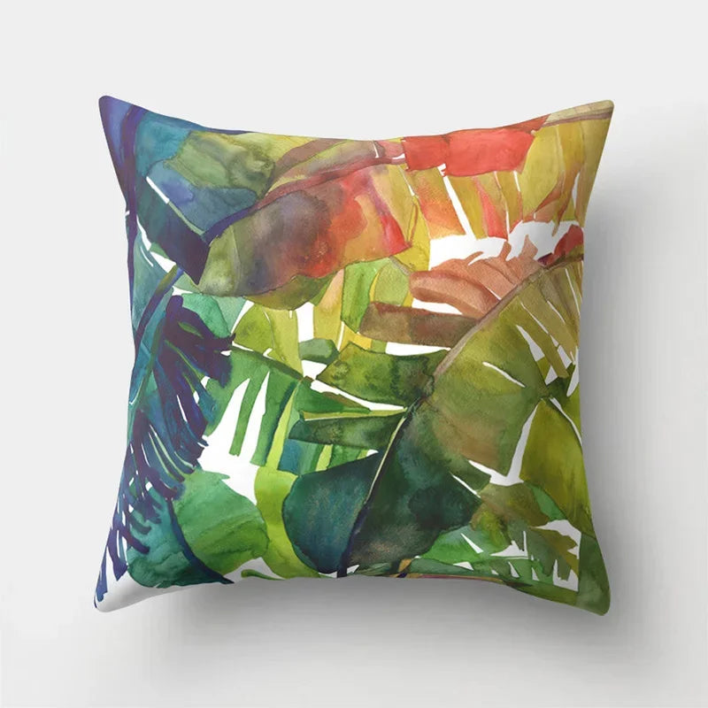 Tropical Leaf Cactus Double-sided Plush Throw Pillow